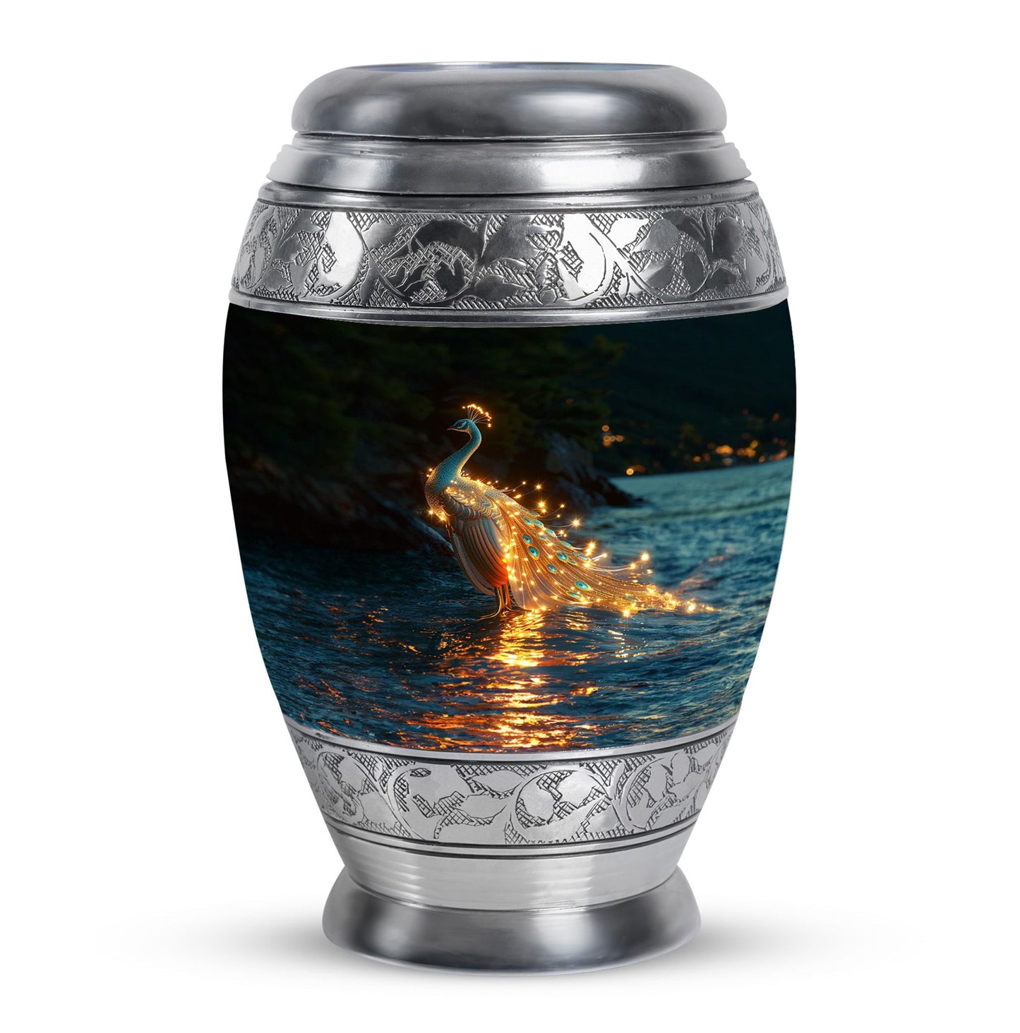 Peacock Theme Large Urn 10 Inch