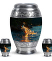 Peacock Theme Large Urn With 2 Keepsake Urn