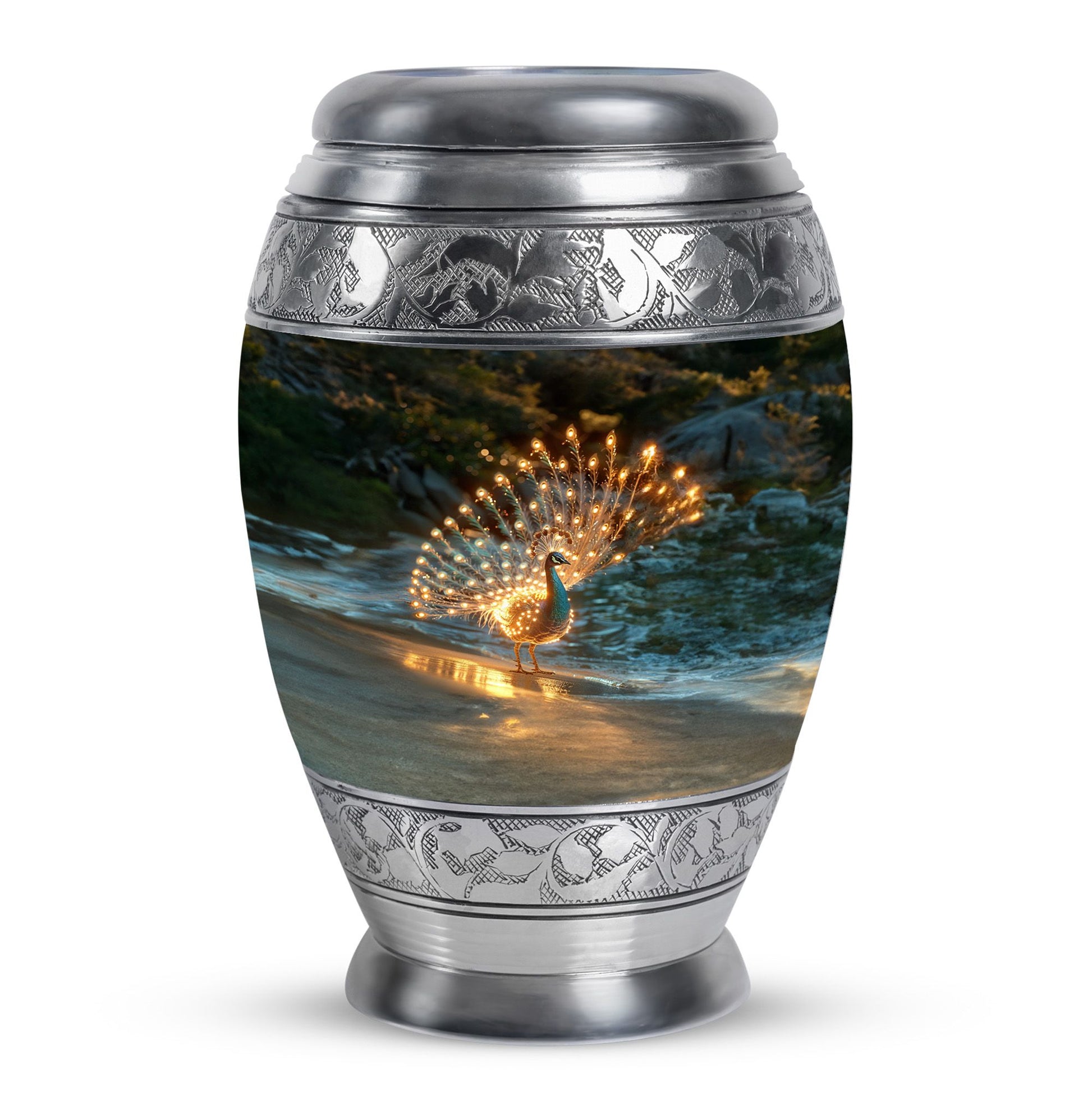 Peacock Theme Large Urn 10 Inch