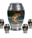Peacock Theme Large Urn With 4 Keepsake Urn