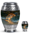 Peacock Theme Large Urn With 1 Keepsake Urn