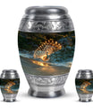 Peacock Theme Large Urn With 2 Keepsake Urn