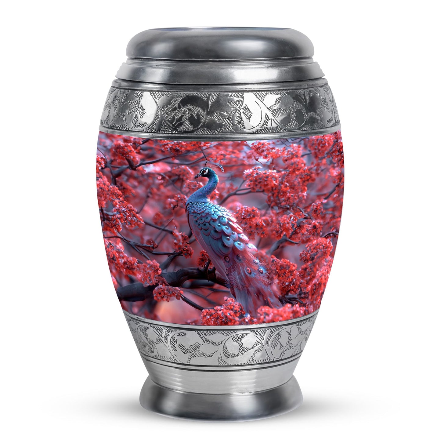 Peacock Theme Large Urn 10 Inch