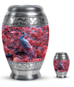 Peacock Theme Large Urn With 1 Keepsake Urn