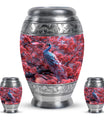 Peacock Theme Large Urn With 2 Keepsake Urn