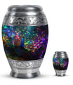 Peacock Theme Large Urn With 1 Keepsake Urn
