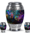 Peacock Theme Large Urn With 2 Keepsake Urn
