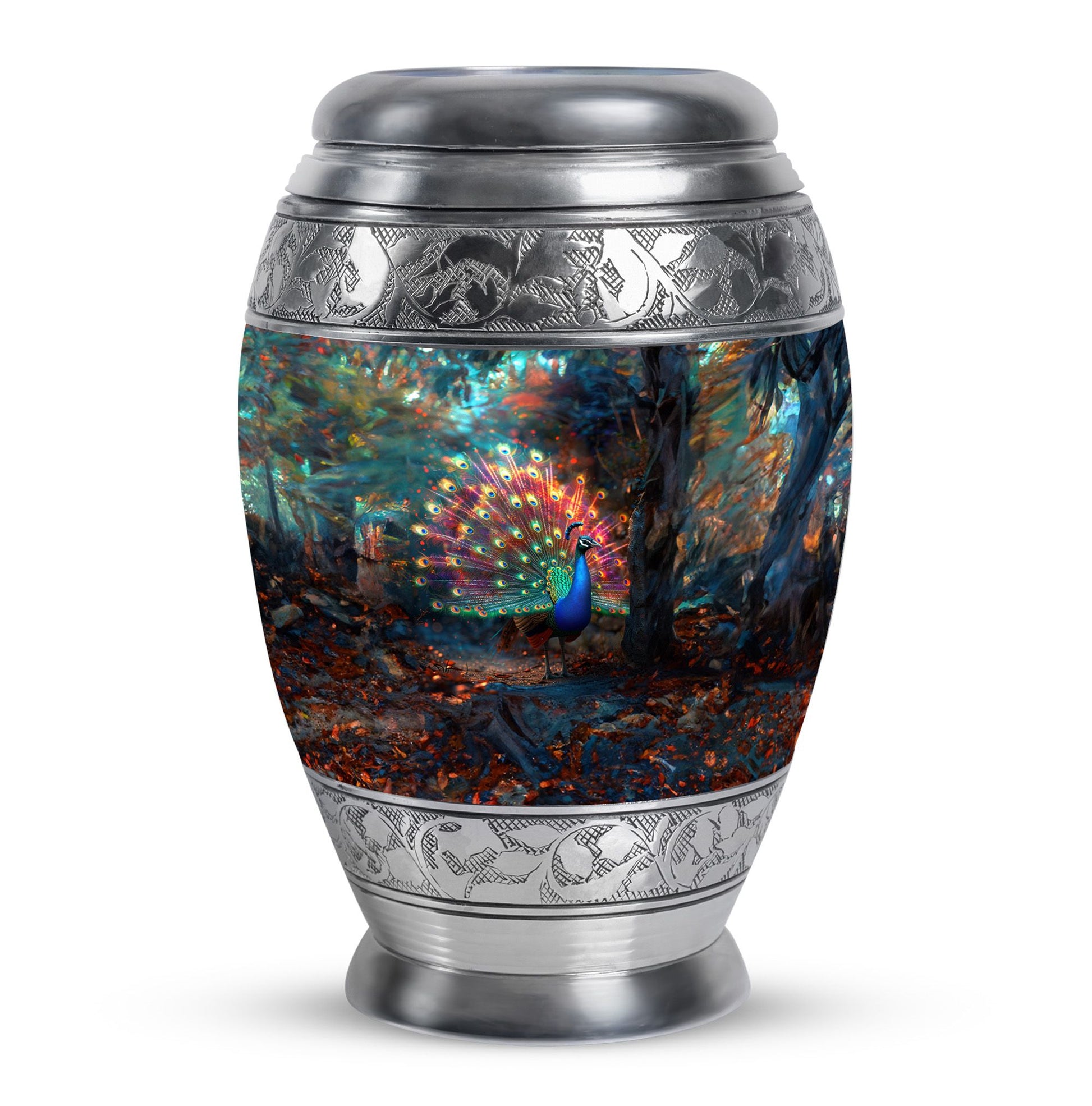 Peacock Theme Large Urn 10 Inch