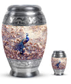 Peacock Theme Large Urn With 1 Keepsake Urn