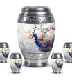 Peacock Theme Large Urn With 4 Keepsake Urn