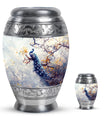 Peacock Theme Large Urn With 1 Keepsake Urn