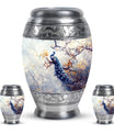 Peacock Theme Large Urn With 2 Keepsake Urn