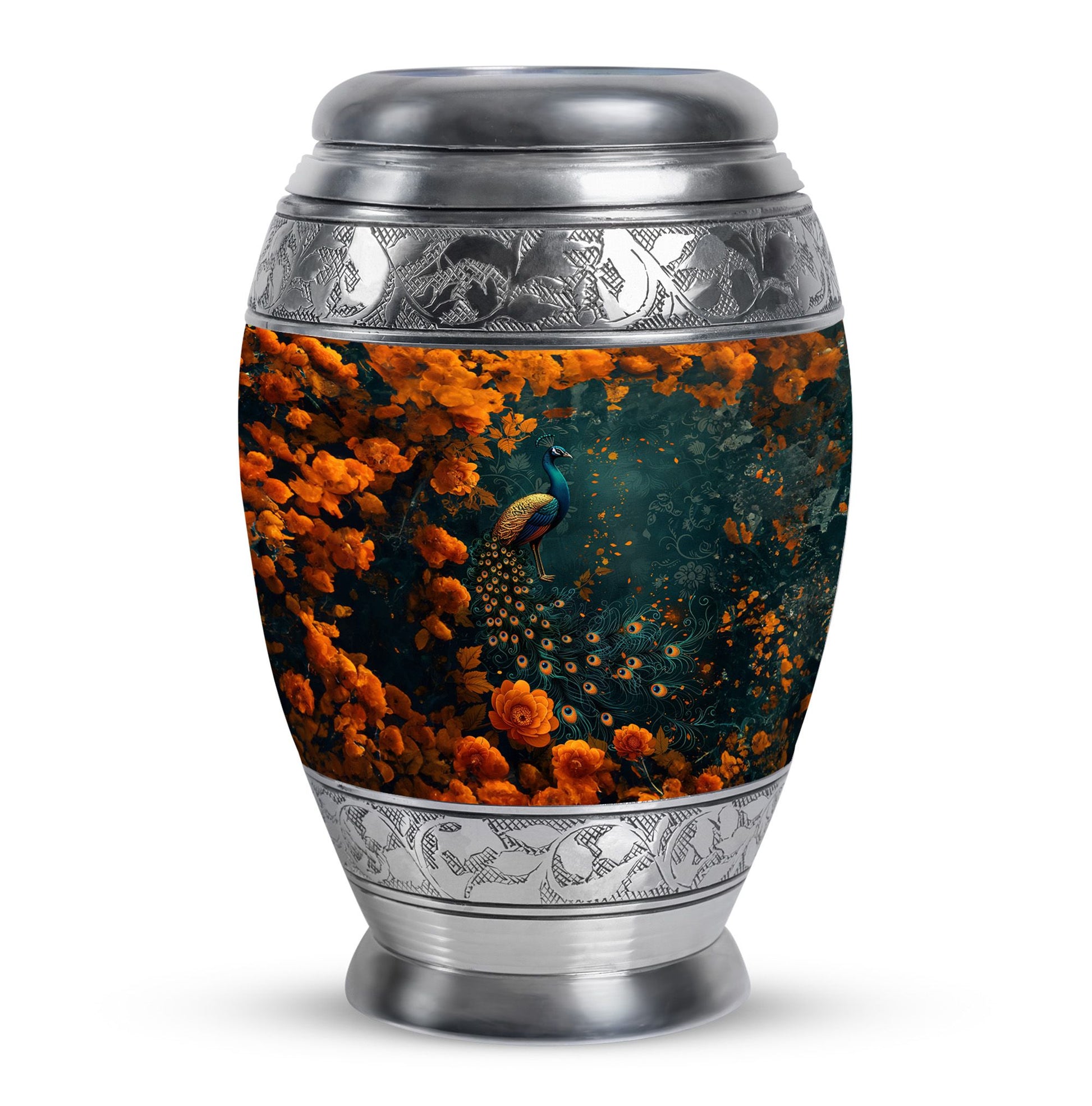 Peacock Theme Large Urn 10 Inch