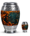 Peacock Theme Large Urn With 1 Keepsake Urn