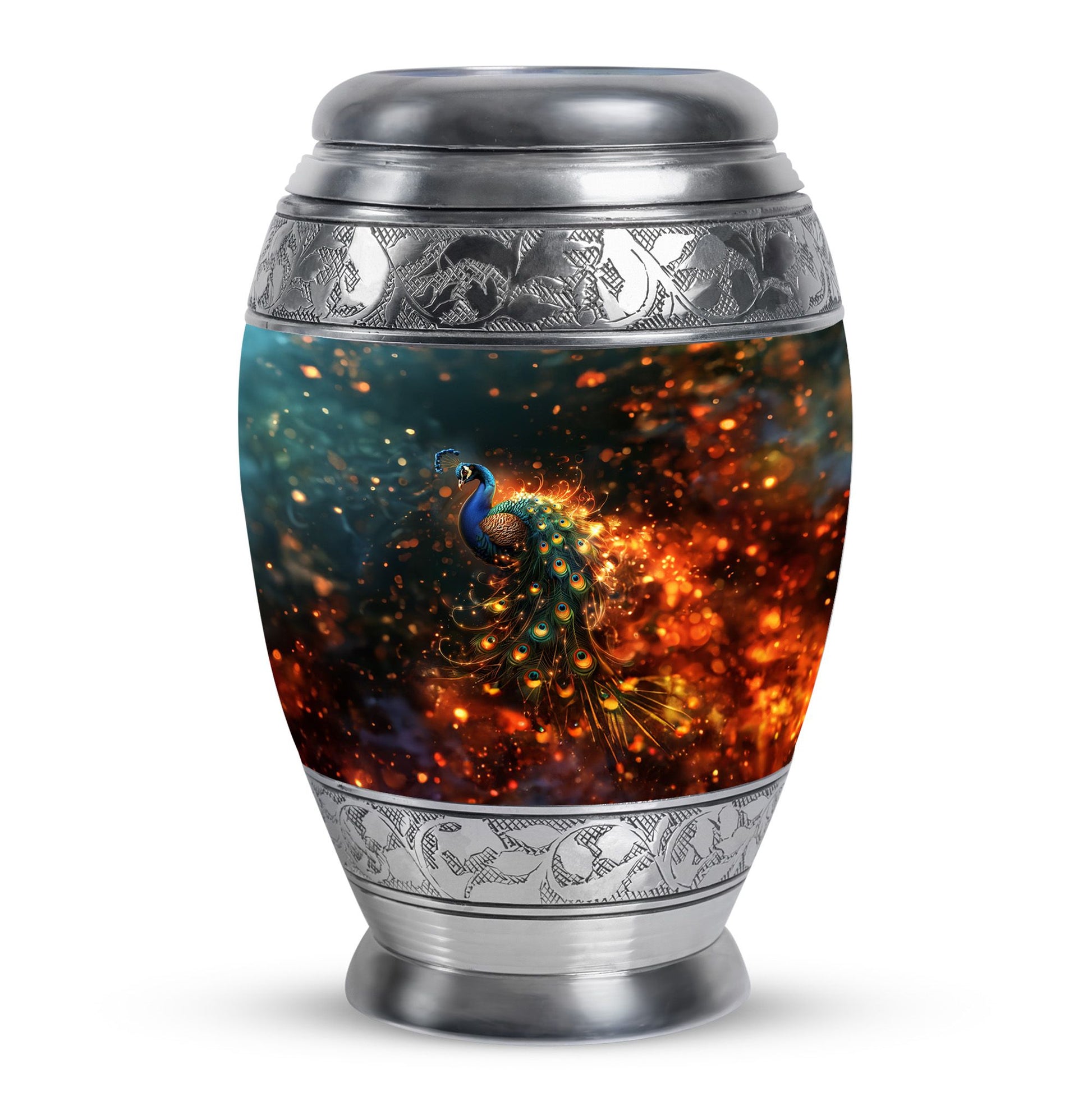 Peacock Theme Large Urn 10 Inch