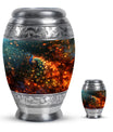 Peacock Theme Large Urn With 1 Keepsake Urn