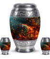 Peacock Theme Large Urn With 2 Keepsake Urn