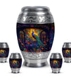 Peacock Theme Large Urn With 4 Keepsake Urn