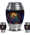 Peacock Theme Large Urn With 2 Keepsake Urn