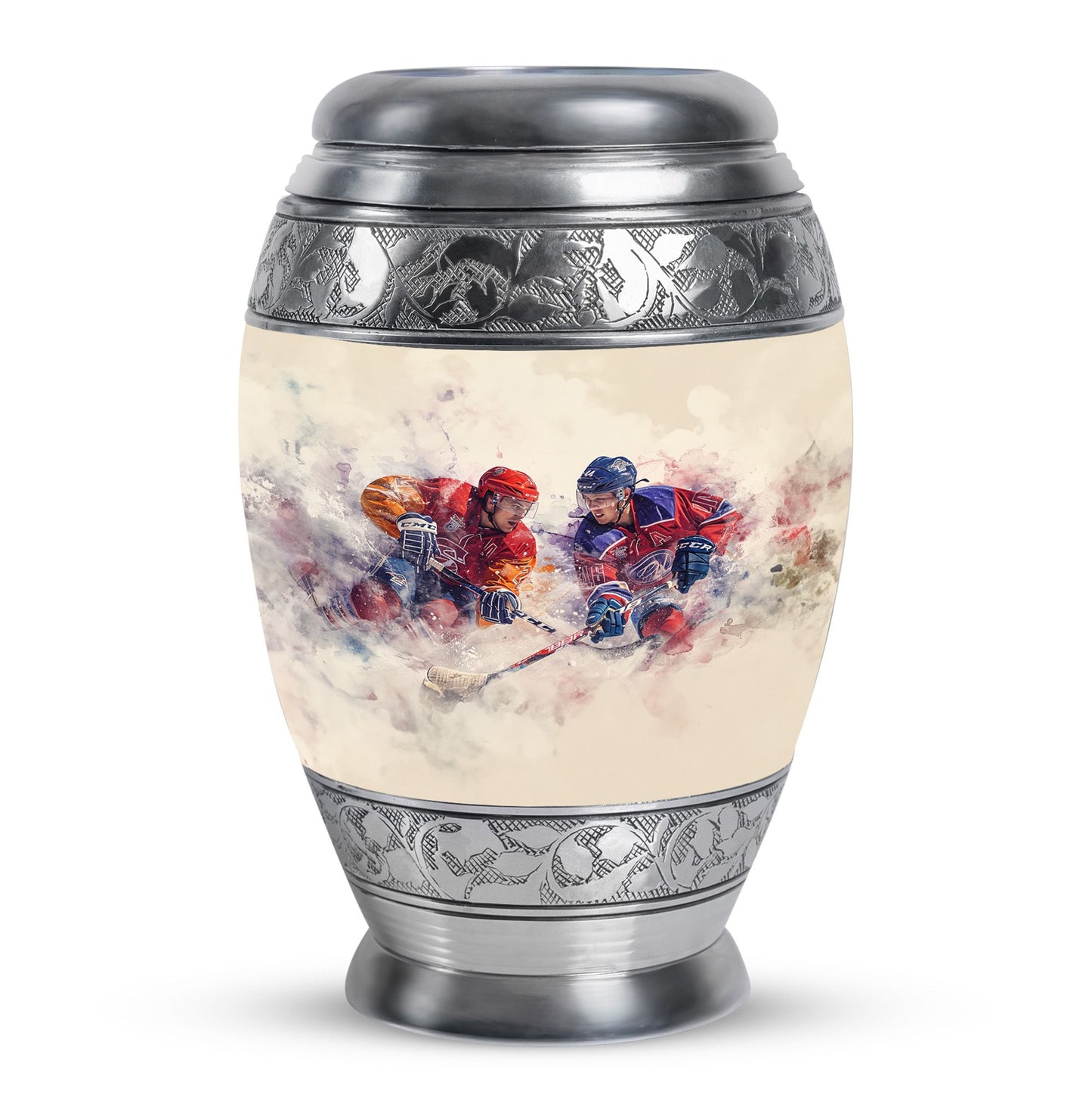 Ice Hockey Theme Large Urn 10 Inch