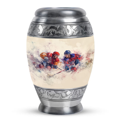 Ice Hockey Theme Large Urn 10 Inch
