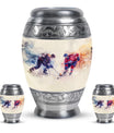 Ice Hockey Theme Large Urn With 2 Keepsake Urn