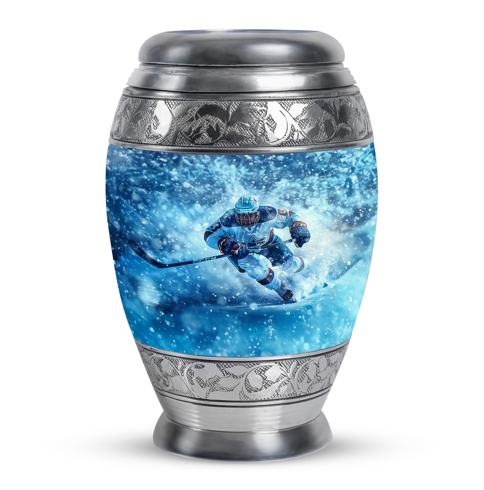 Ice Hockey Theme Large Urn 10 Inch