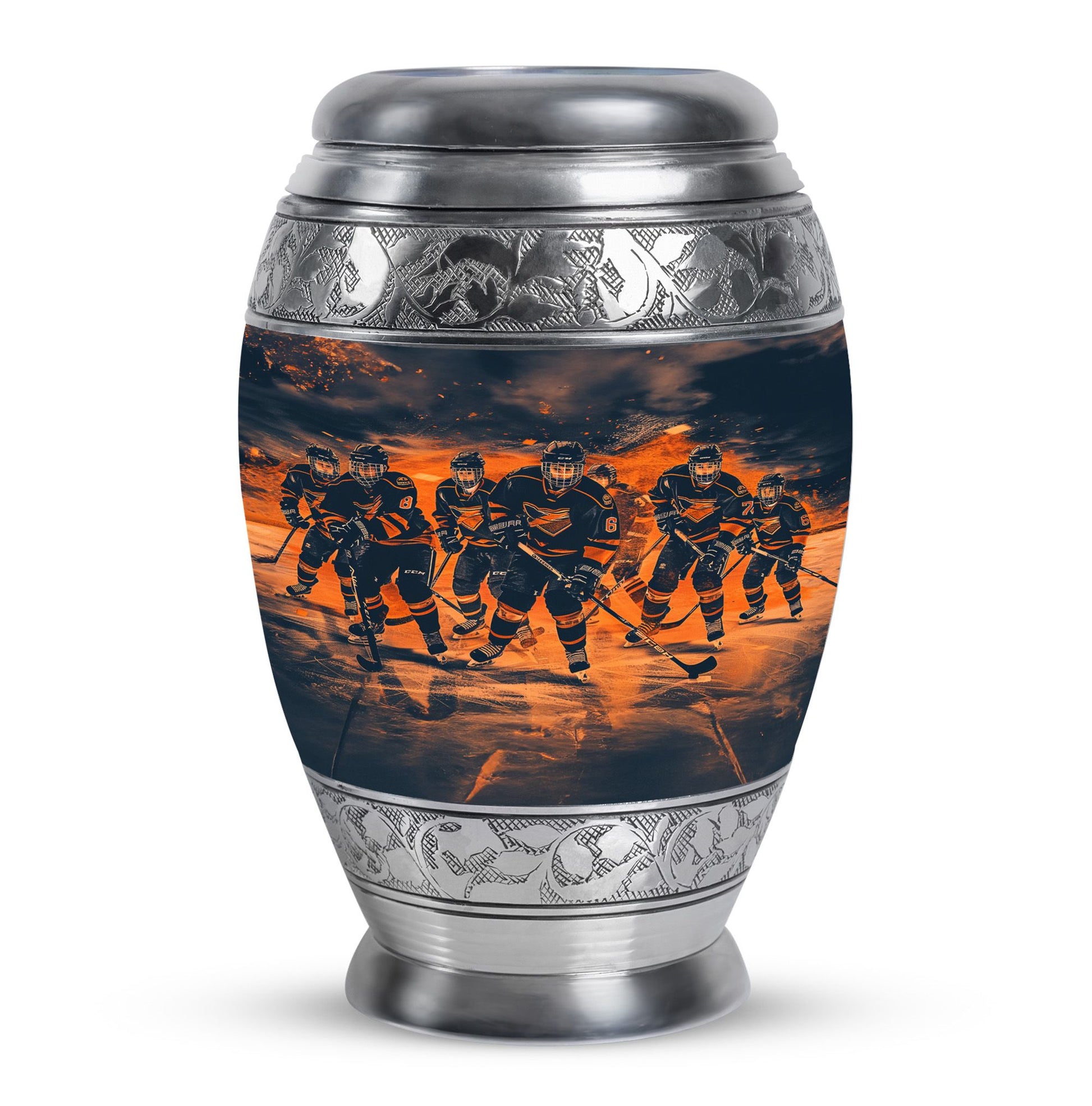 Ice Hockey Theme Large Urn 10 Inch