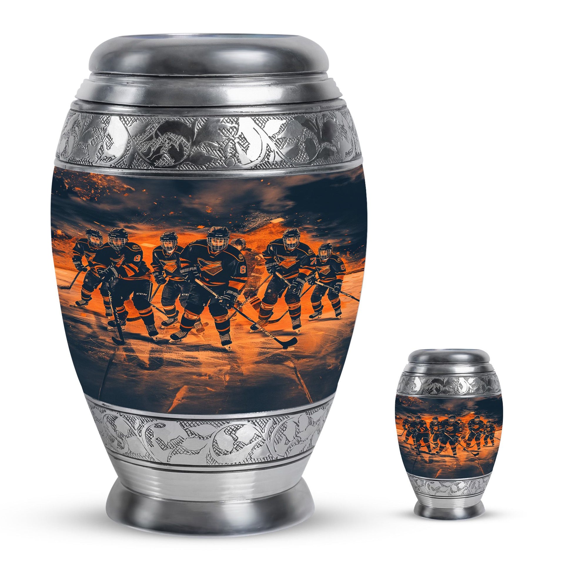 Ice Hockey Theme Large Urn With 1 Keepsake Urn