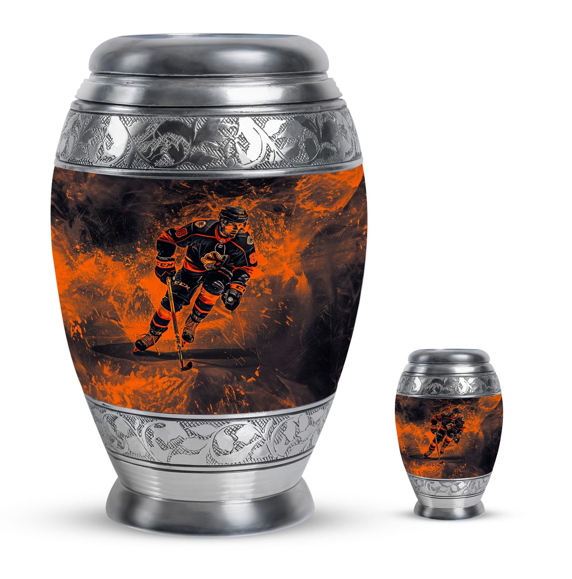 Ice Hockey Theme Large Urn With 1 Keepsake Urn