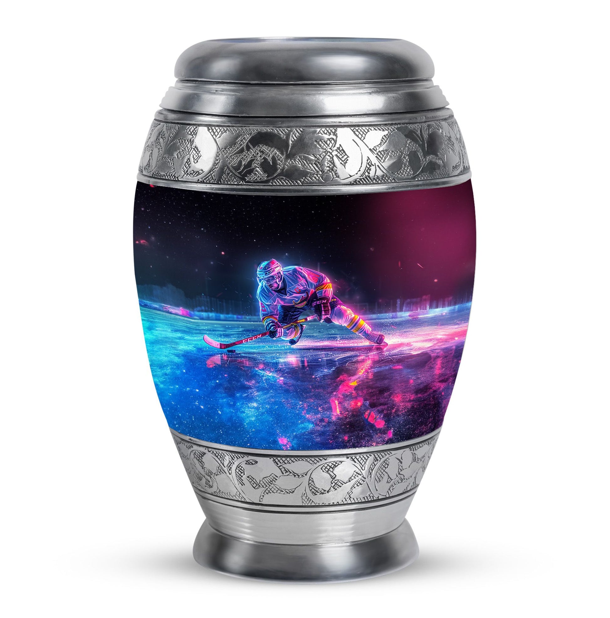 Ice Hockey Theme Large Urn 10 Inch