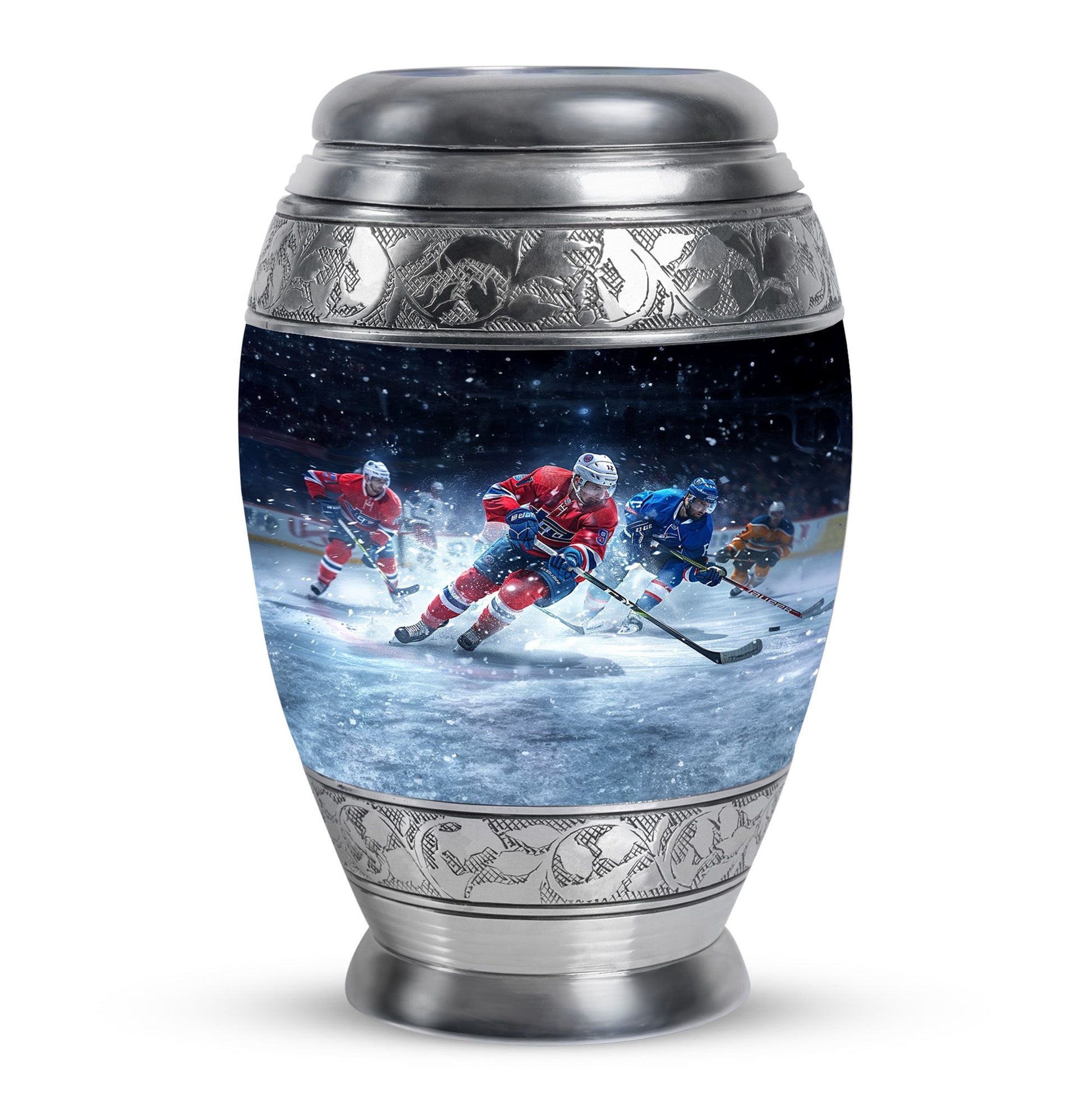 Ice Hockey Theme Large Urn 10 Inch