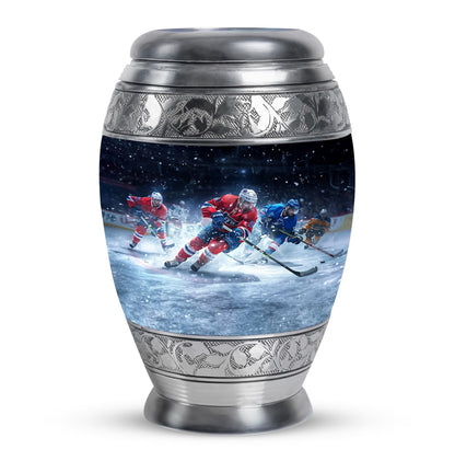 Ice Hockey Theme Large Urn 10 Inch