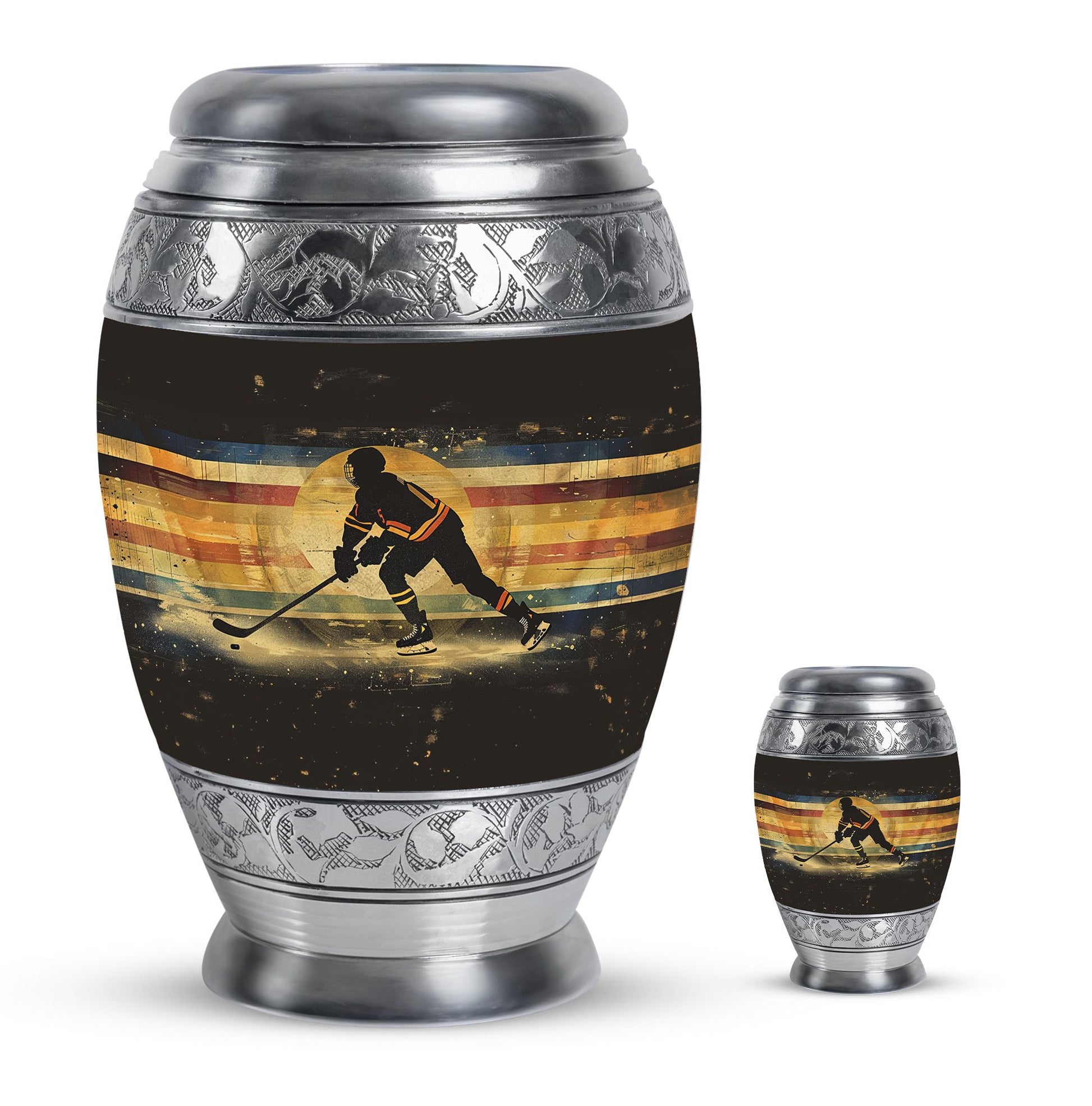 Ice Hockey Theme Large Urn With 1 Keepsake Urn