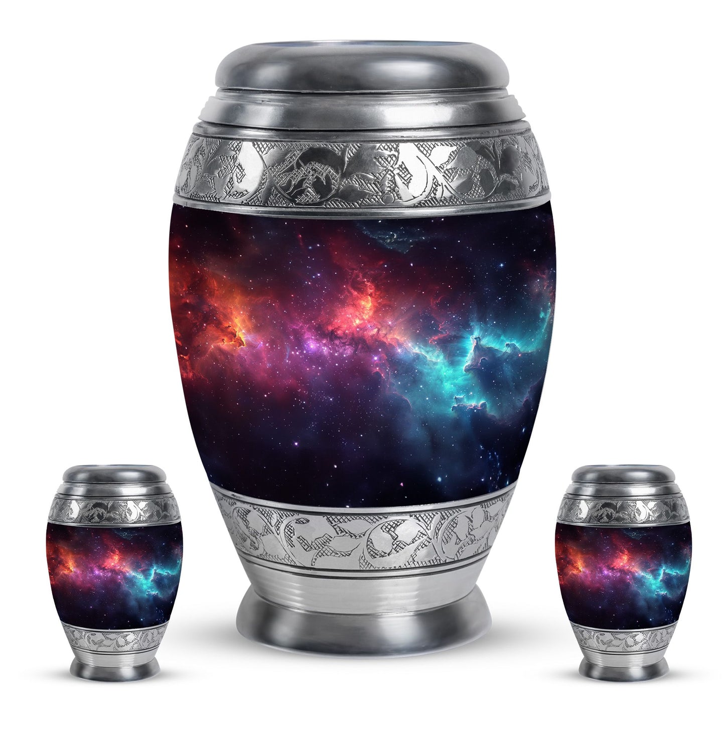 Nebula Galaxy Theme Large Urn With 2 Keepsake Urn