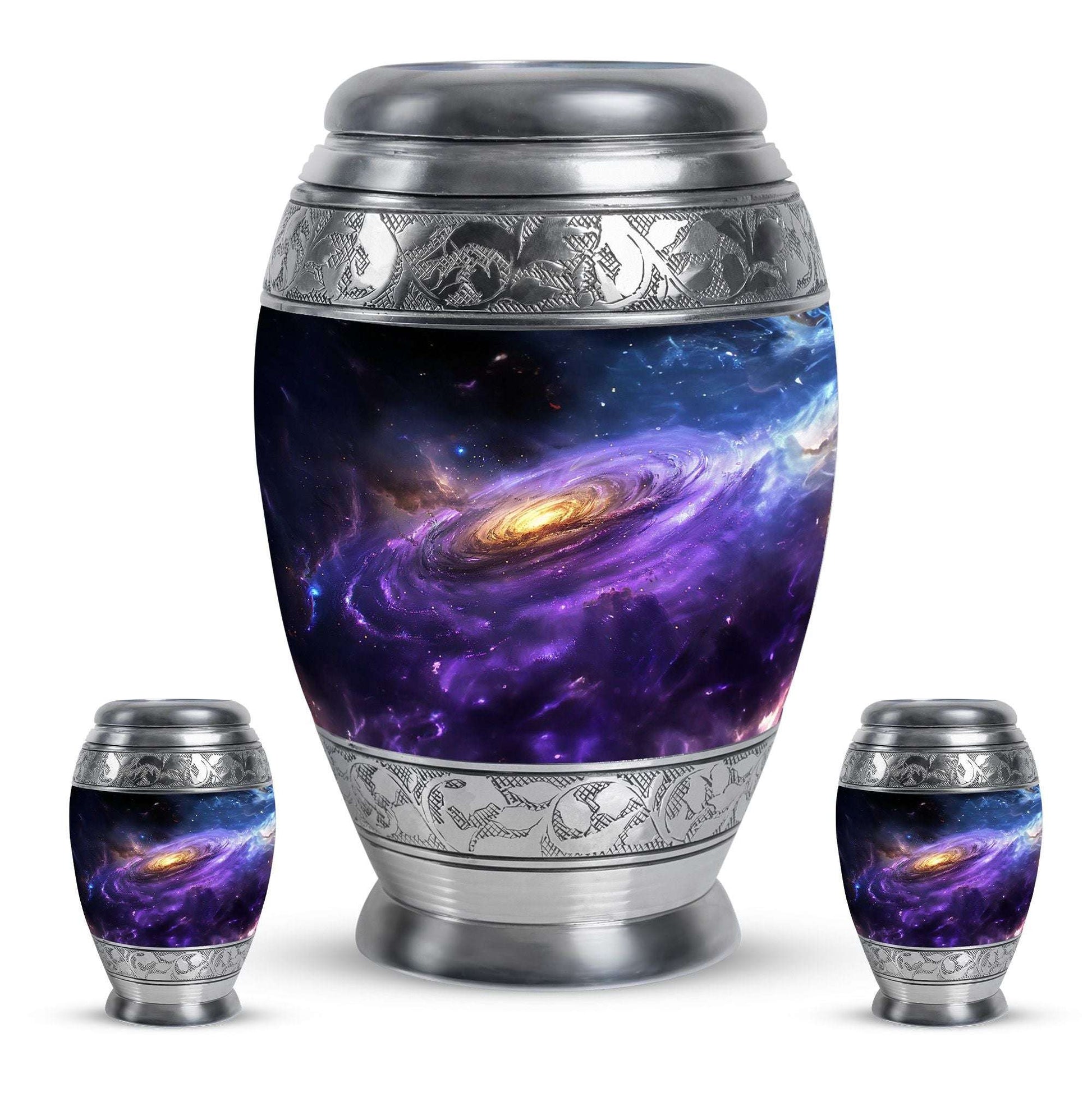 Nebula Galaxy Theme Large Urn With 2 Keepsake Urn