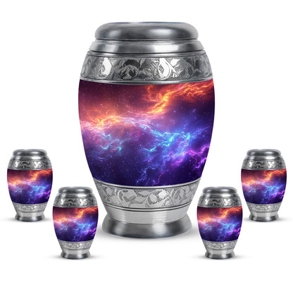 Nebula Galaxy Theme Large Urn With 4 Keepsake Urn