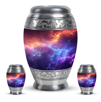 Nebula Galaxy Theme Large Urn With 2 Keepsake Urn