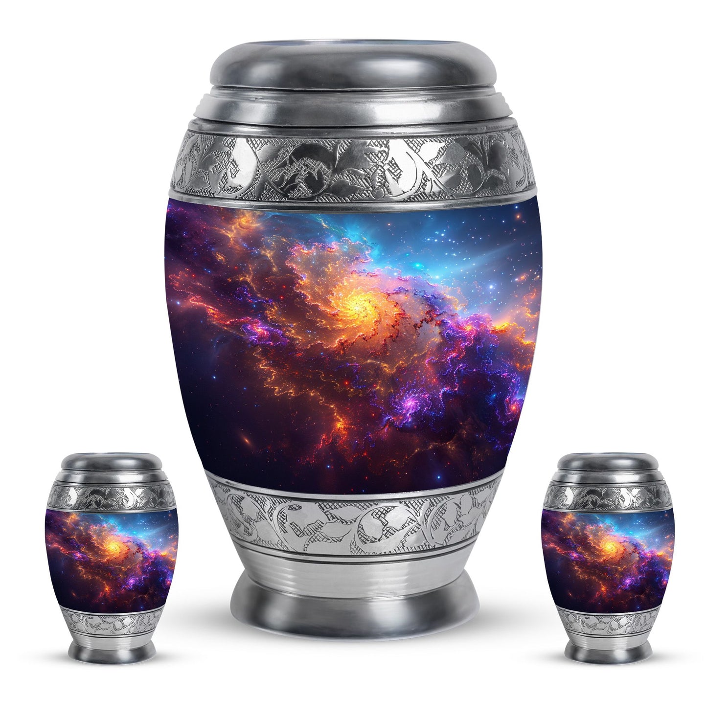 Nebula Galaxy Theme Large Urn With 2 Keepsake Urn