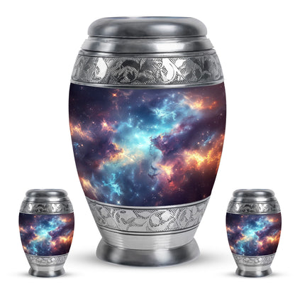 Nebula Galaxy Theme Large Urn With 2 Keepsake Urn