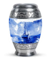 Sailboat Artistic Cremation Urn – Blue Large Human Ashes Urn