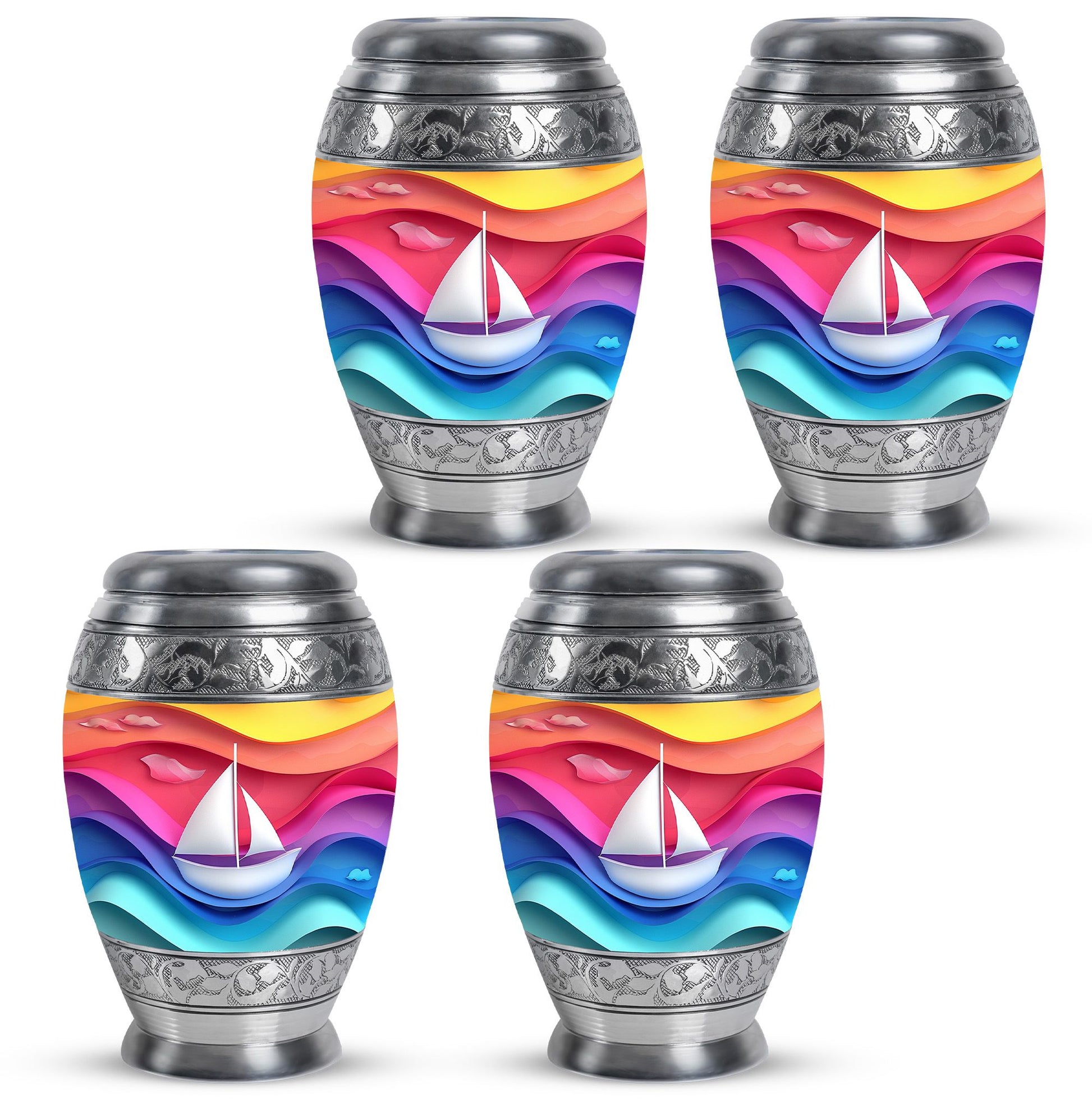 Sail Boat Theme 3 Inch Keepsake Pack of 4