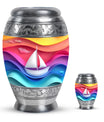 Sail Boat Theme Large Urn With 1 Keepsake Urn