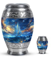 Sail Boat Theme Large Urn With 1 Keepsake Urn