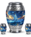 Sail Boat Theme Large Urn With 2 Keepsake Urn
