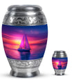 Sail Boat Theme Large Urn With 1 Keepsake Urn