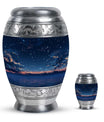 Starry Night Theme Large Urn With 1 Keepsake Urn