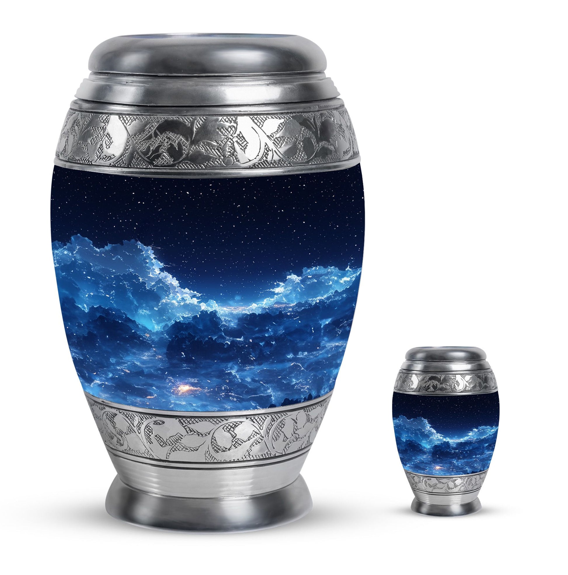 Starry Night Theme Large Urn With 1 Keepsake Urn