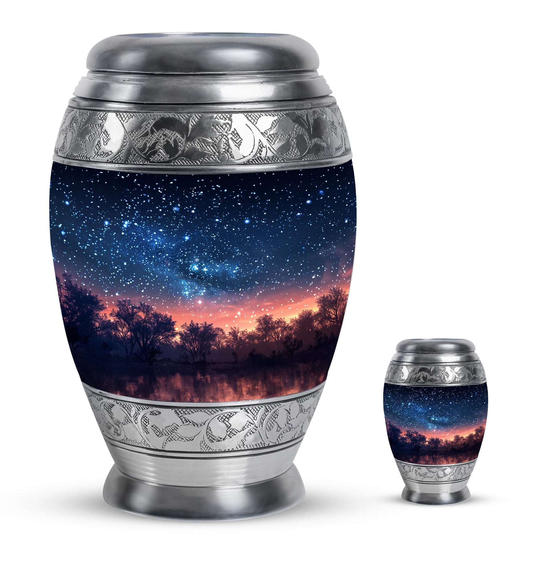 Starry Night Theme Large Urn With 1 Keepsake Urn