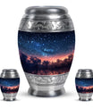 Starry Night Theme Large Urn With 2 Keepsake Urn